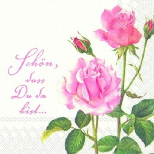 1 serviette en papier roses - fleurs - ref 1072