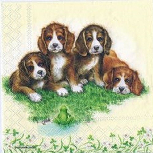 1 serviette en papier petits chiens  - ref 1372