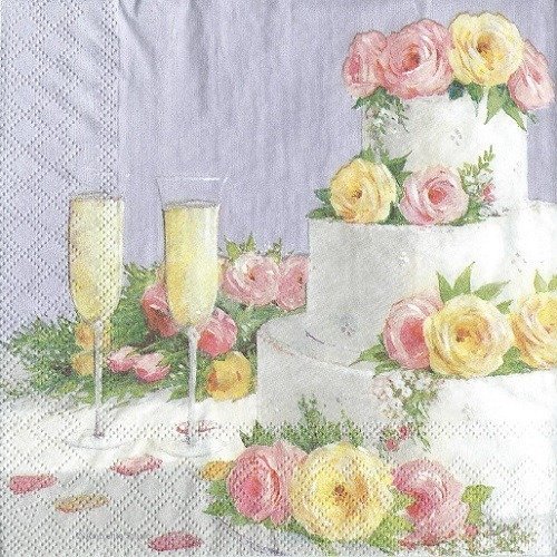 1 serviette en papier fleurs - champagne - ref 1099