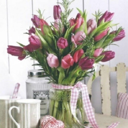 1 serviette en papier tulipes - fleurs - ref 1130
