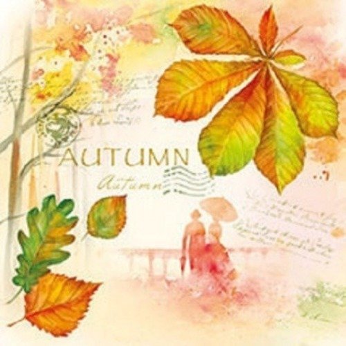 1 serviette en papier paysage automne - feuille - couple - ref 1138