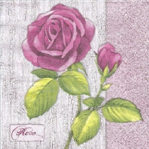 1 serviette en papier roses - fleurs - ref 1213