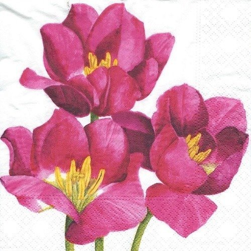 1 serviette en papier fleurs tulipes - ref 951