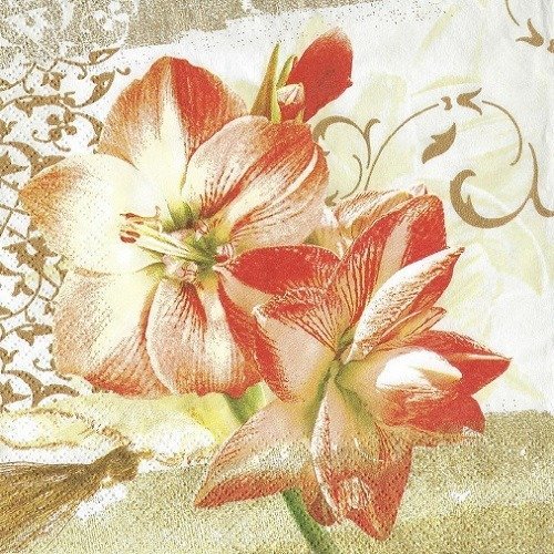 1 serviette en papier fleurs amaryllis - ref 1378