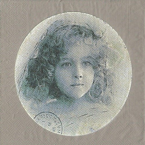 1 serviette en papier rétro - portrait de fille d'antan - ref 1399