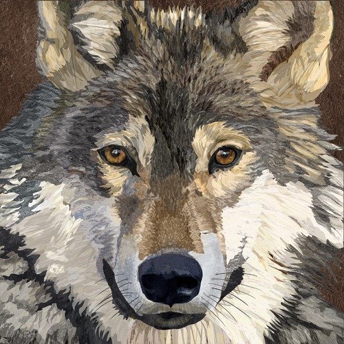 1 serviette en papier portrait de loup - ref 1452