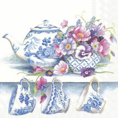 1 serviette en papier service a the - porcelaine - ref 1534