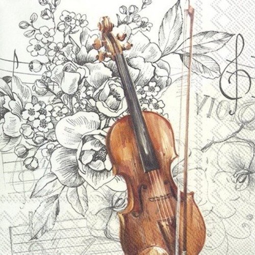 1 serviette en papier musique - violon - ref  1540