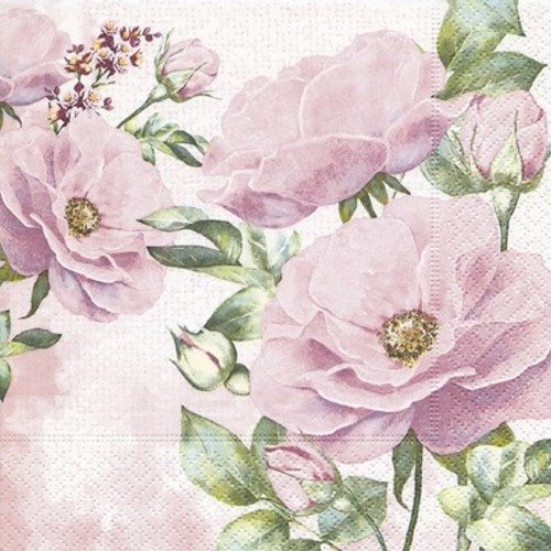 1 serviette en papier fleurs - rose - ref 1560