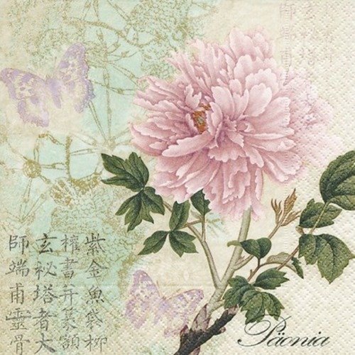 1 serviette en papier fleurs - pivoine - ref 1564