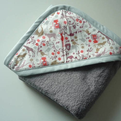 Sortie De Bain Bebe Les Animaux De La Foret En Coton Eponge Gris Taille Naissance 12 Mois Personnalisable Un Grand Marche