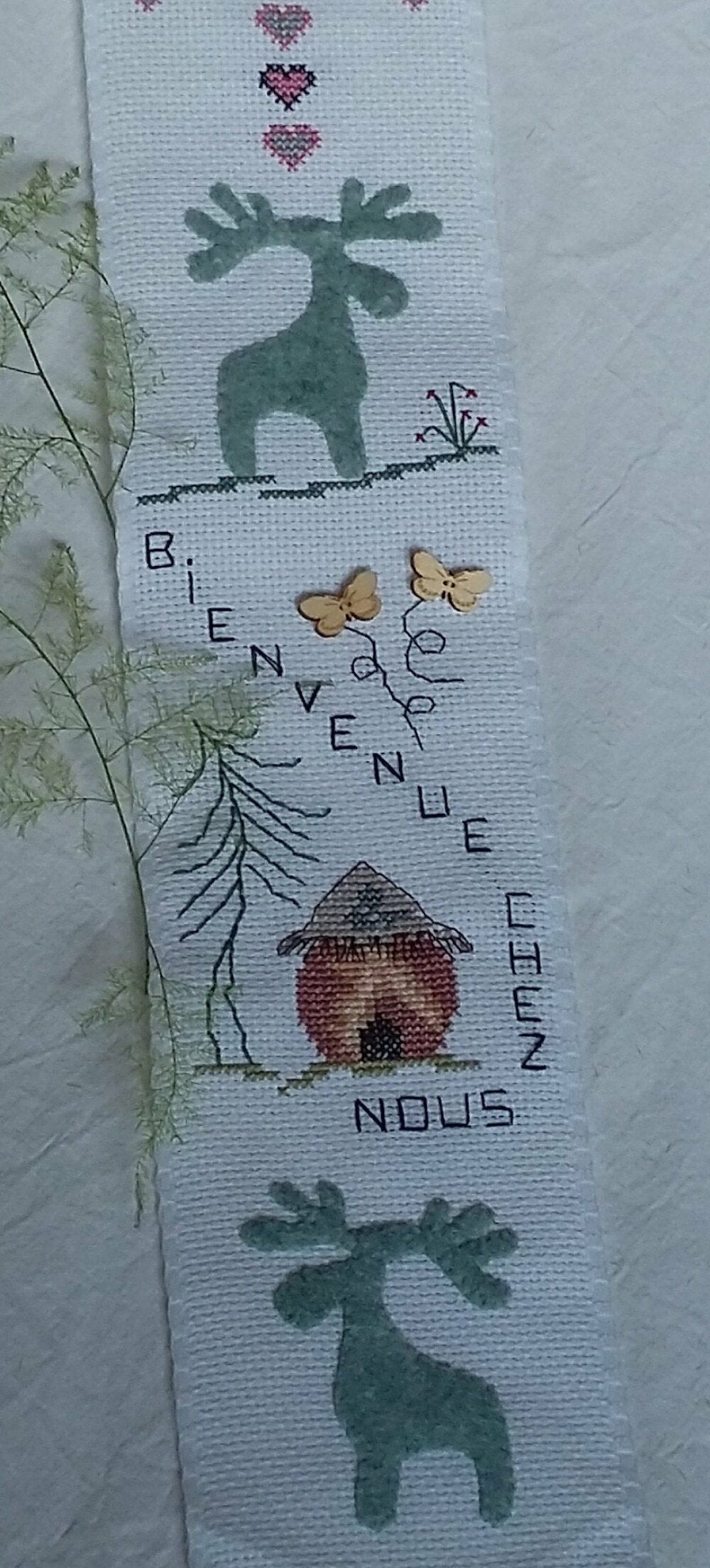 Point De Croix Bienvenue En Kit Toise A Broder Sur Aida Elans Feutrine Un Grand Marche