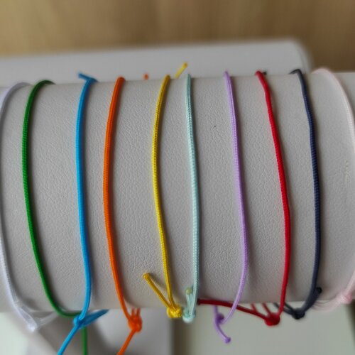 3 / 6 ou 10 bracelets cordon réglable superposable homme femme enfant 10 couleurs au choix diamètre 1mm