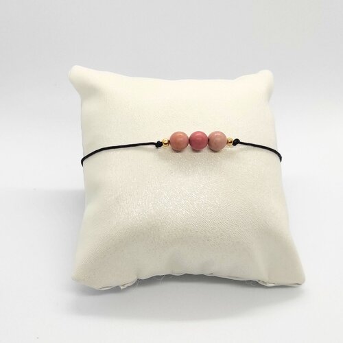 Bracelet cordon réglable homme femme gemmes pierres naturelles rhodonite perles 6 mm