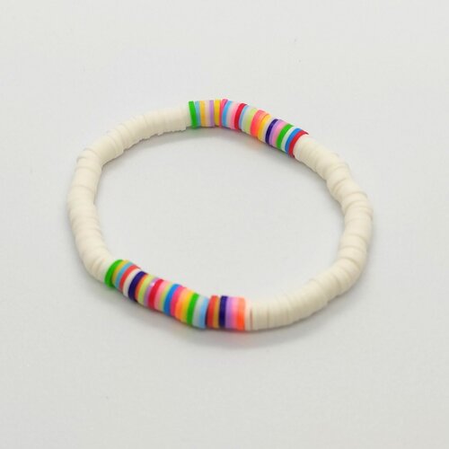 Bracelet élastique perles couleur à personnaliser perles heishi polymère femme homme enfant