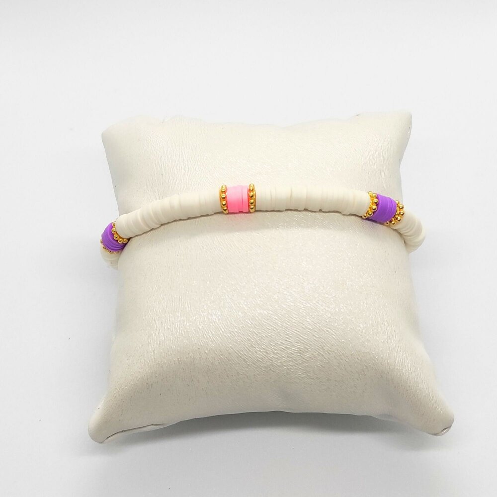 Bracelet élastique perles heishi rondelles polymère taille personnalisée -  Un grand marché