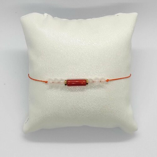 Bracelet cordon réglable homme femme gemmes pierres naturelles  quartz rose cornaline perles 4 mm