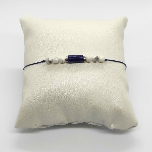 Bracelet cordon réglable homme femme gemmes pierres naturelles  howlite sodalite perles 4 mm