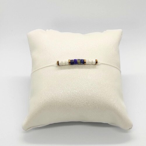Bracelet cordon réglable homme femme gemmes pierres naturelles  howlite lapis lazuli perles 4 mm