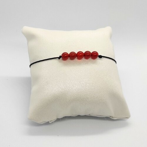 Bracelet cordon réglable homme femme gemmes pierres naturelles cornaline perles 6 mm