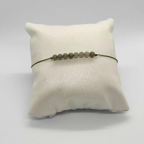 Bracelet cordon réglable homme femme gemmes pierres naturelles labradorite perles 4 mm