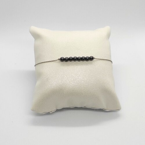 Bracelet cordon réglable homme femme gemmes pierres naturelles hématite perles 4 mm
