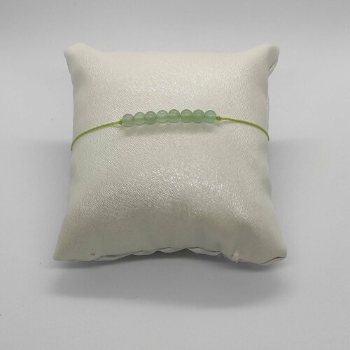 Bracelet cordon vert réglable homme femme gemmes pierres naturelles aventurine perles 4 mm