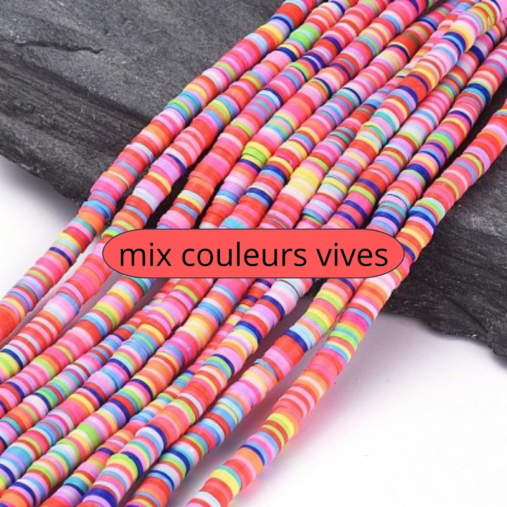 Bracelet élastique surfeur plage perles heishi polymère taille  personnalisée 17 couleurs - Un grand marché
