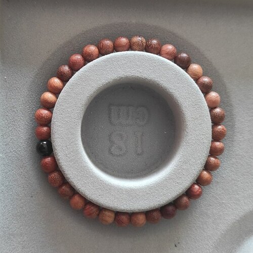 Bracelet élastique pierre naturelle  onyx noir  perles bois  6 mm longueur personnalisée