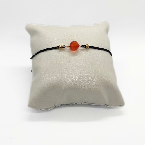 Bracelet cordon réglable homme femme gemmes pierres naturelles cornaline perle 8 mm