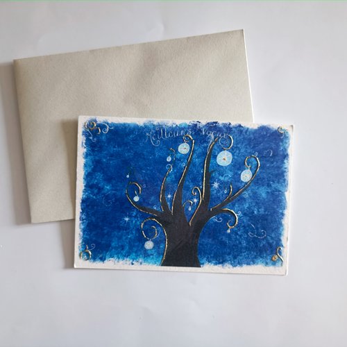 Carte de voeux féérique arbre étoilé