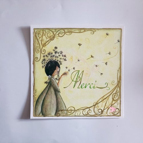 Carte féérique fée pissenlit