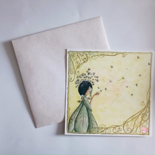 Carte de voeux fée pissenlit