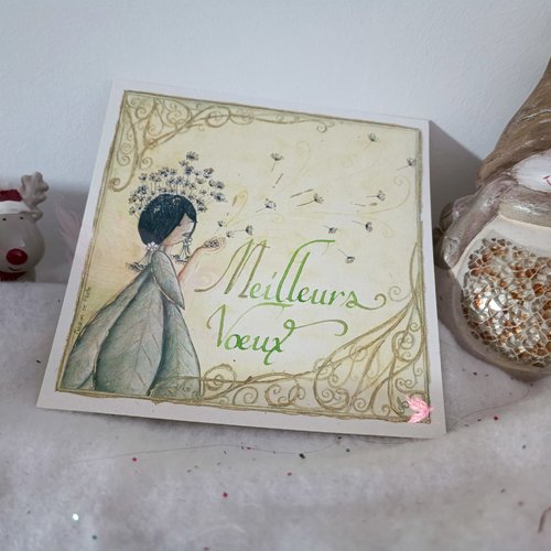 Carte de voeux fée pissenlit