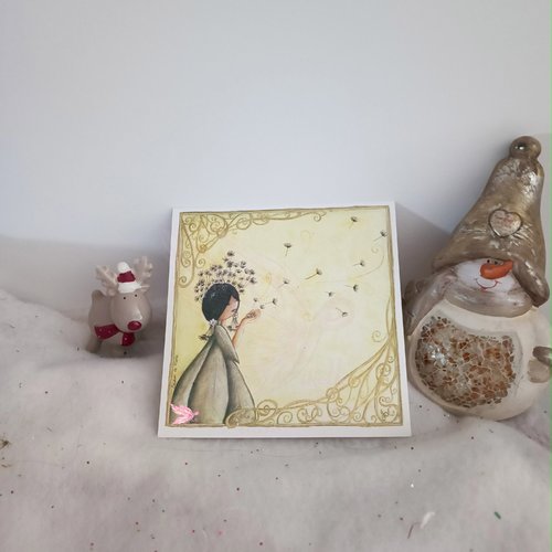 Carte de voeux feerique tunfifill -fée pissenlit