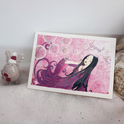 Carte féérique llawenydd -fée rose   - anniversaire, noël, ....