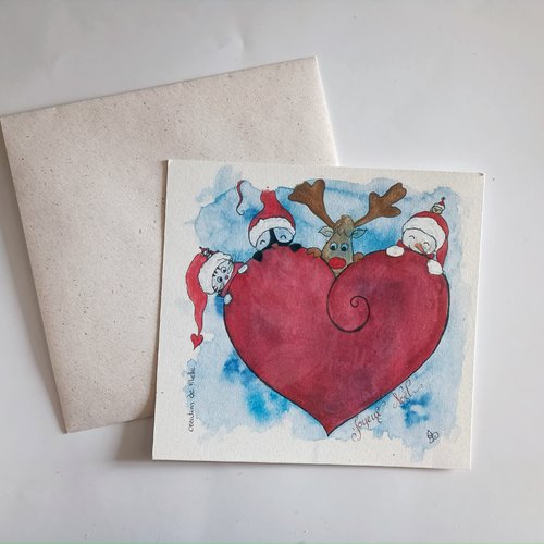 Carte de voeux coeur de noël