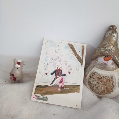 Carte féérique flocon d'hiver