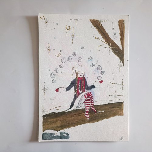 Carte féérique flocon d'hiver