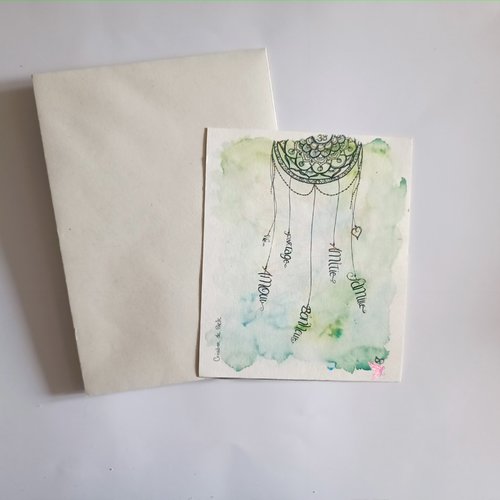 Carte capteur de rêves "plumes de mots"