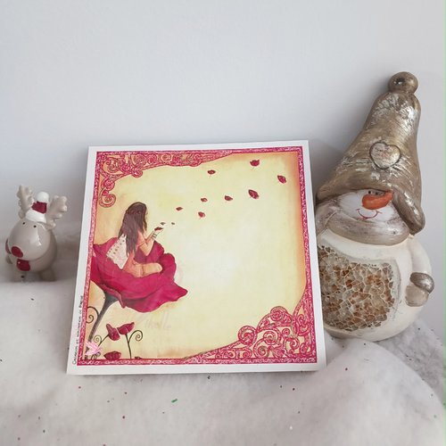 Carte de voeux  féerique fée coquelicot - tesséli