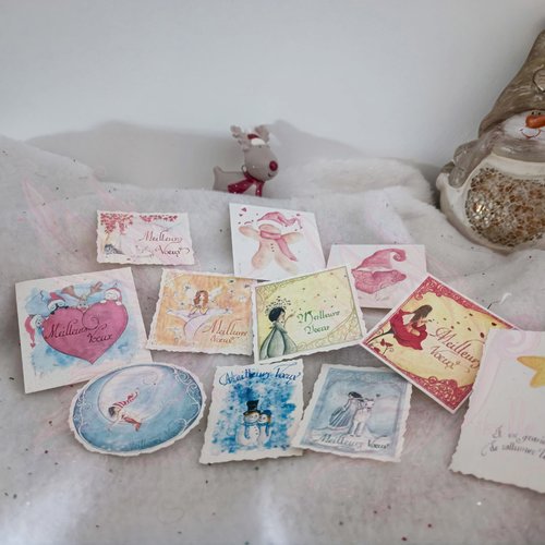 Lot de petites cartes de voeux  "meilleurs voeux"