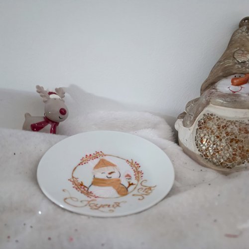 Coupelle -sous tasse de noël bonhomme de neige