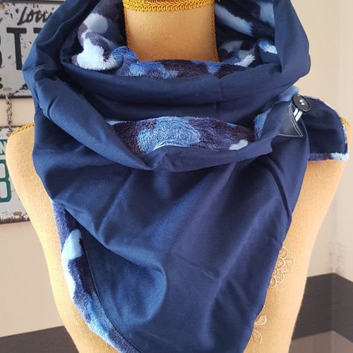 Echarpe chaude homme camouflage bleu