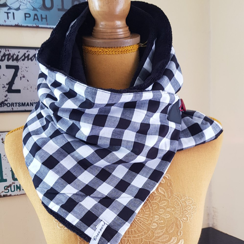 Echarpe chaude femme vichy noir