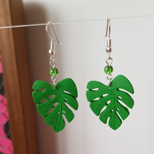 Boucles d'oreilles feuille exotique