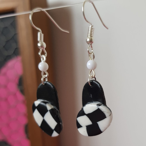 Boucles d'oreilles uni et carreaux