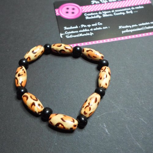 Bracelet perles léopard