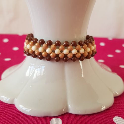 Bracelet perles dégradé marron