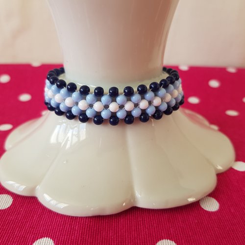 Bracelet perles en dégradé bleu